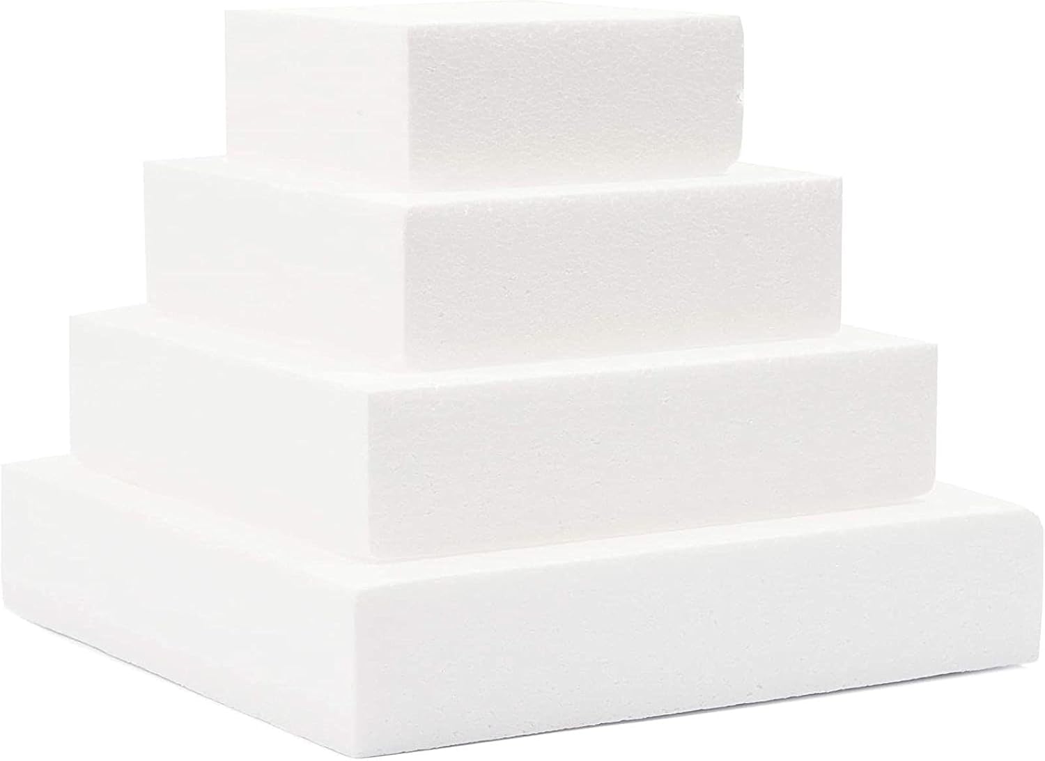 Foam Cake Dummies, 4Pack of Foam Squares in 4 Sizes for Decorating and