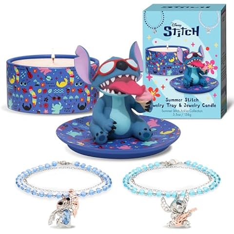 Disney® Summer Stitch Candle and Jewelry Tray - Summer Stitch Beaded Anklet Collection | Home Décor Collectibles Gifts for Women Girlfriend Mom Wife Valentines Day Mothers Day Birthday Anniversary Cover