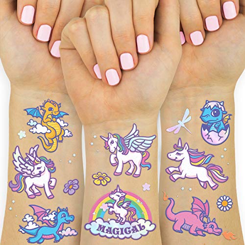xo, Fetti Unicorn + Dragon Temporary Tattoos for Kids - 28 styles |