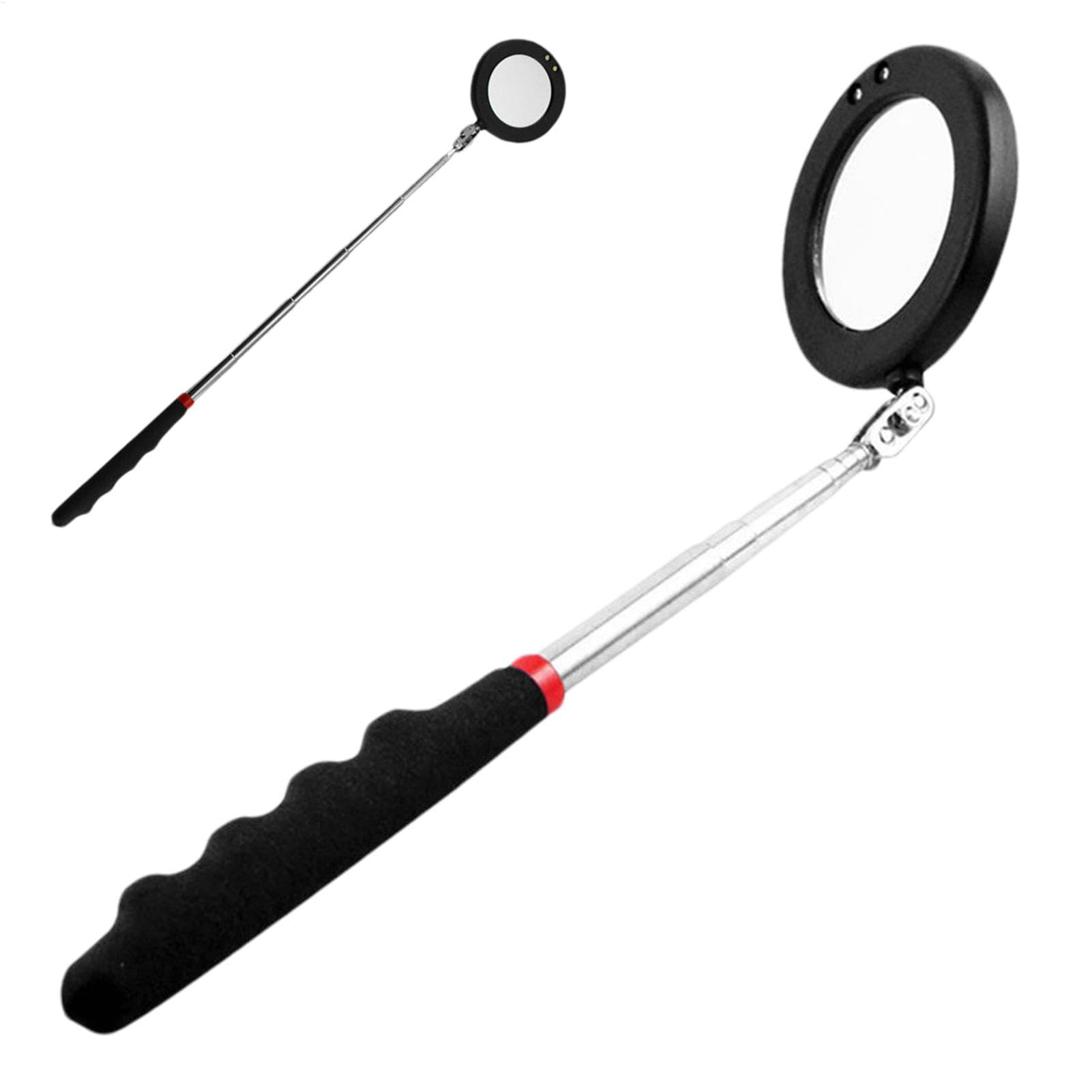 Car Mechanic Inspection Glass, Telescoping LED Tool, Stainless Steel Extendable Handle, Retractable Mirror Light, Automotive Repair Gadget For Engine, Machine, Hard To Reach Areas