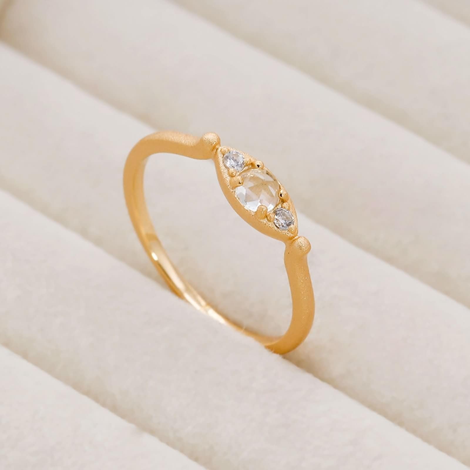 Anillo de boda de oro auténtico de 9 K/14 K/18 K con cristal, lágrima