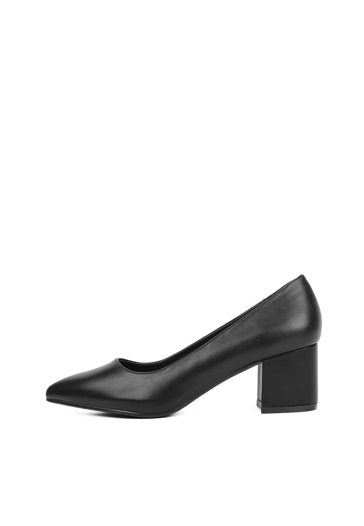 QUEEN HELENA Scarpe Basse Chiuse con Tacco Décolleté Donna ZM9503 (Nero Pu, Numeric_38)