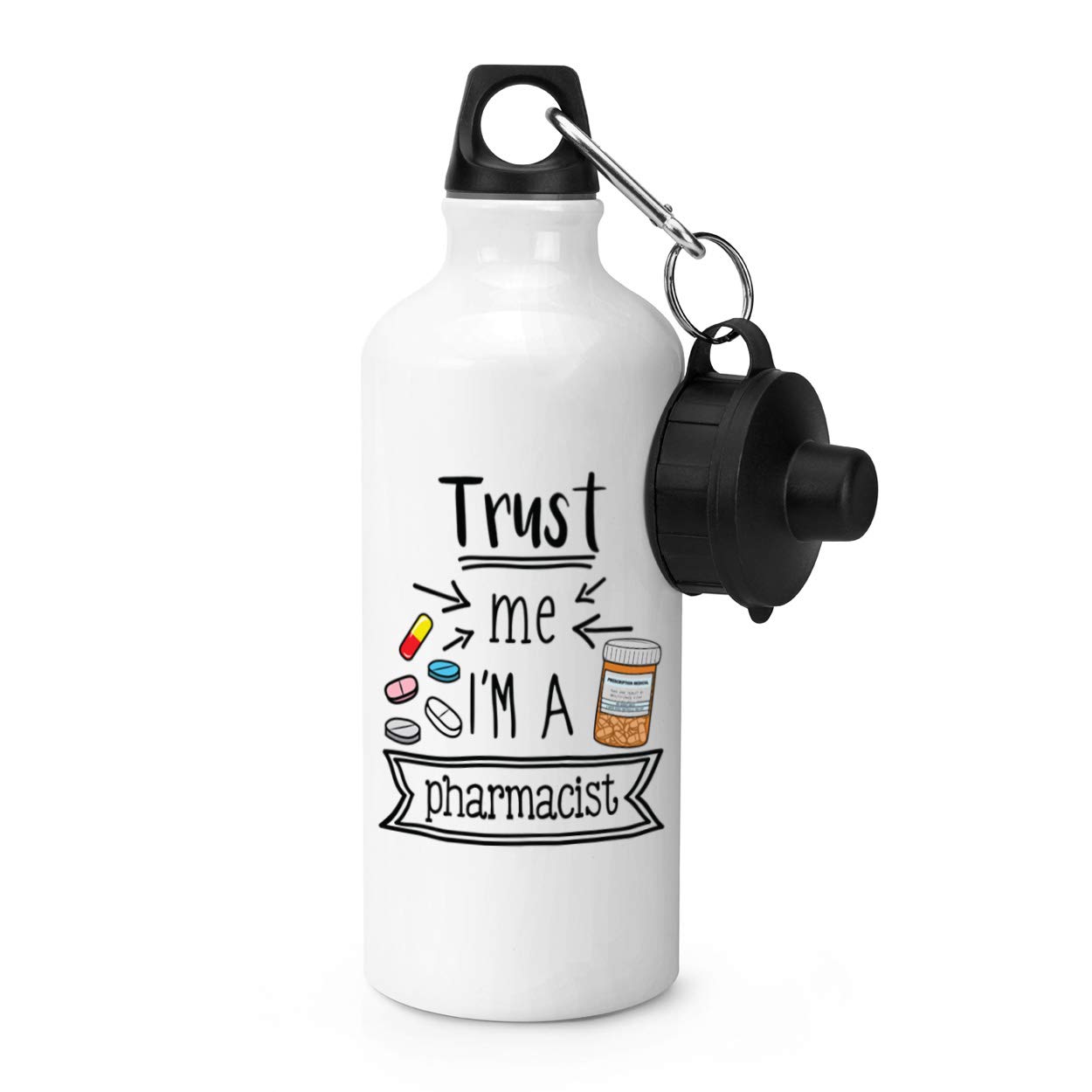 Gift Base Trust Me I'm A Pharmacist Sports Bottle Water Gym 600ml White