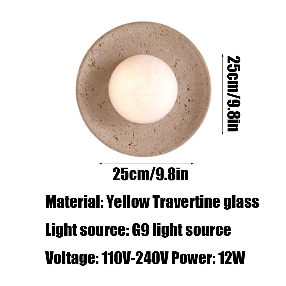 Lampada da parete rotonda in pietra naturale 9,8 pollici