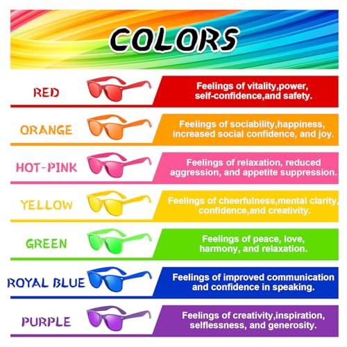 12 Pack Colorful Lens Neon Party Sunglasses Bulk Adults Unisex Fun Colored Glasses Set4