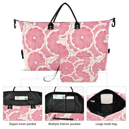 Grapefruit Travel Duffle Bag Gym Bag Weekender Bags with Toiletry Bag Travel Trip Tote Bag2