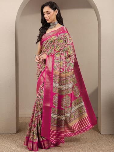 Image of Libas Printed Silk Blend Saree for Women With Unstitched Blouse Piece | Traditional Saree for Festive & Wedding