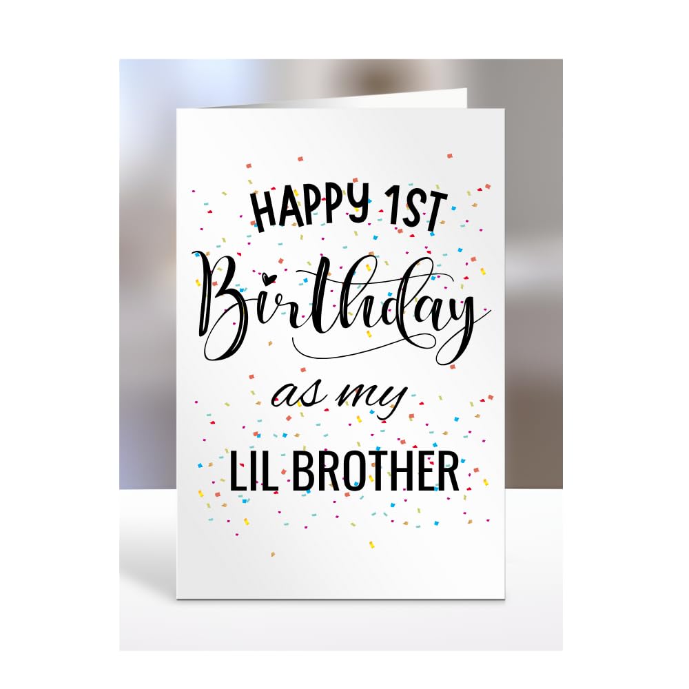 Happy 1st First Birthday as my Lil Brother card, gifts for men, women, greetings card, presents for Christmas, A5-138_129