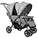 GOPLUS Poussette Double Bébé Poussette Pliable Poussette Canne de Voyage Gris pour Deux Bébé 123 x 59 x 102cm