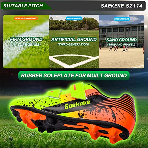 Soccer Shoes Kids FG/MG Boys Girls Football Cleats Low-Top Training Shoes with Molded Rubber Sole and Double Hook & Loop4