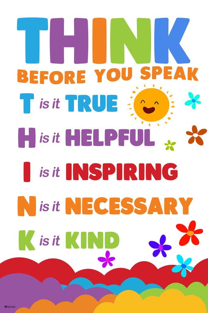 Think Poster Classroom Rainbow Decor Cool Wall Art Print Poster 16x24