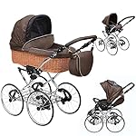 Lux4Kids Retro Kinderwagen Nature One Pro Pannefrei 27" Speichenräder Weidekorb Rock 07 2in1 ohne Babyschale