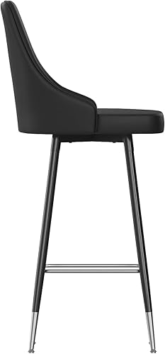 Miniatura 8 de Flash Furniture Shelly - Juego de 2 taburetes de bar comerciales de altura de bar, tapicería LeatherSoft negra, marcos de metal negro, 30 pulgadas
