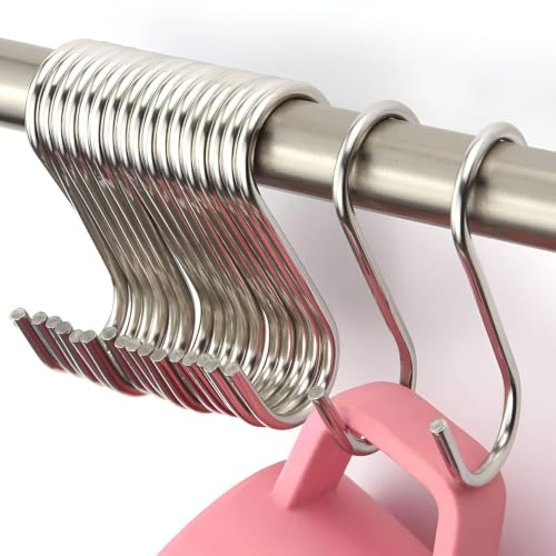 VOLO Stainless Steel Multipurpose S-Hook Sling, Pack of 14pcs, Organizer for Cupboard, Cabinets, Hangers, Kitchen Cutlery Hanging Hook, Cloth Hanger Hook, Color:Silver