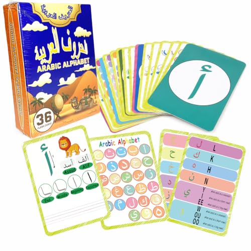36 Cartes flash alphabet arabe enfants apprentissage débutants