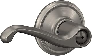 Schlage F40 FLA 619 Flair Door Lever, Bed & Bath Privacy Lock, Satin Nickel