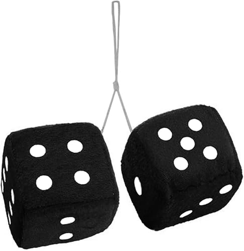 CUSTOM Vagway - Espejo de coche con diseño de dados peludos, par de dados negros para colgar, accesorio retro vintage