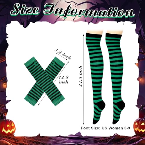 Image of Geyoga Arm Warmers Leg Warmers Striped Thigh High Socks Fingerless Gloves Stockings Christmas Halloween