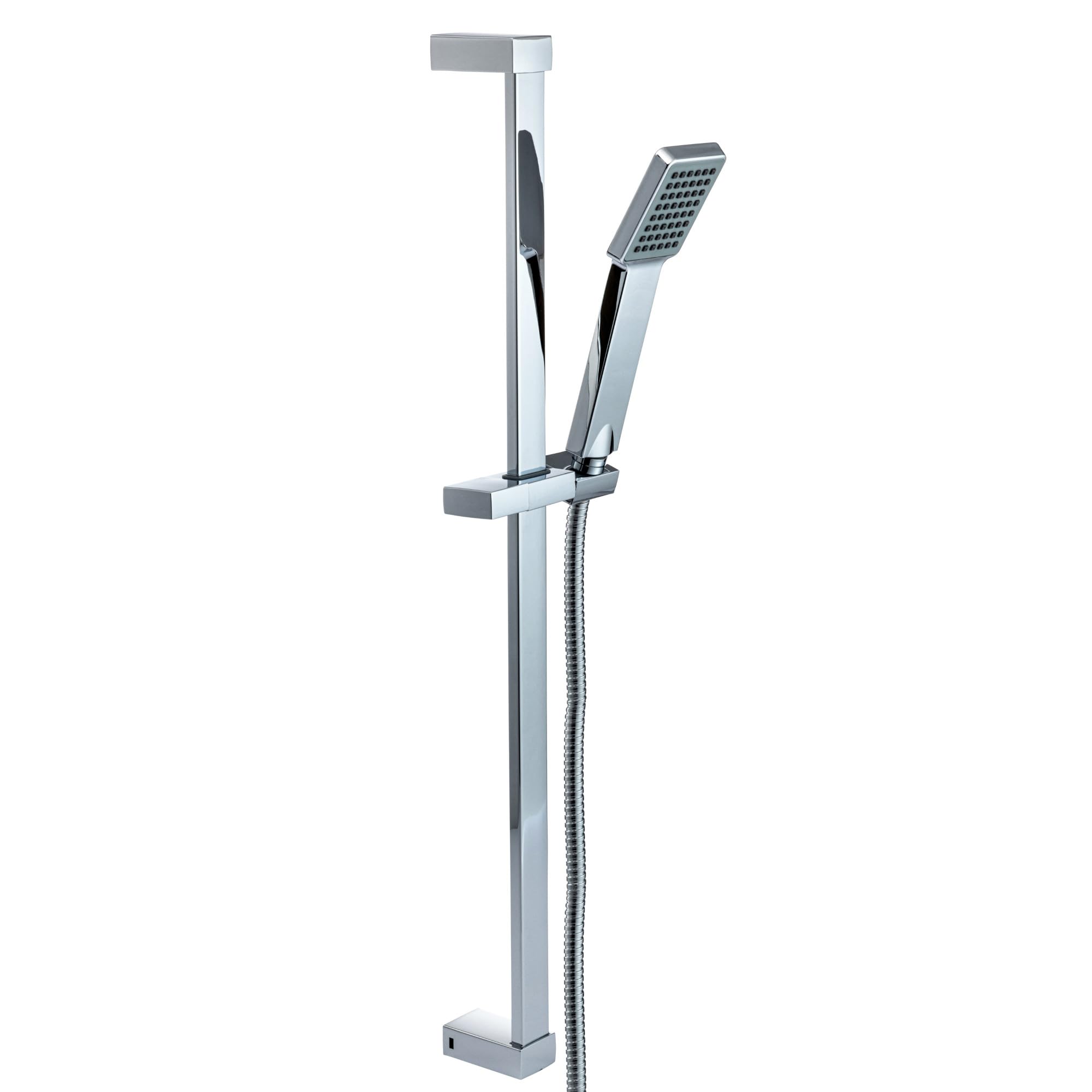 ENKI, ES035, Chrome, Square Shower Riser Rail Kit with Hand Shower Set, Stainless Steel, Contemporary, Easy to Install, 1-Year Guarantee
