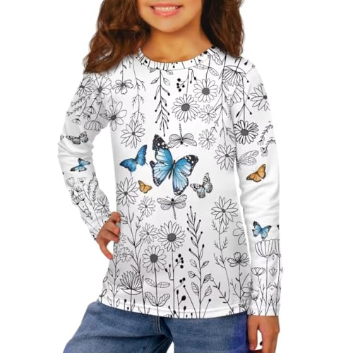 Image of Long Sleeve Shirts for Girls Winter Tops 3-16t Cartoon T Shirts for Fall Clothes