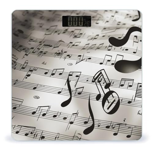 Báscula digital de baño con diseño de notas musicales miniatura 1