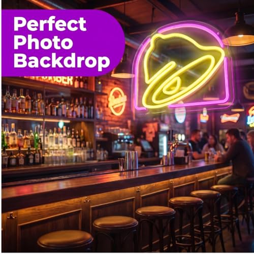 Image of Taco Neon Sign Bell Neon Led Sign, Dimmable Bell Neon Light for Mexican Restaurant Decor, Tacos Neon Light Up Sign for Tacos Lover Home