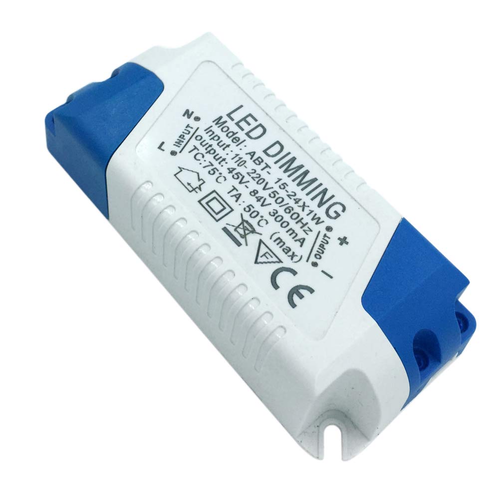 LED Dimming Driver, XUNATA 15-24W Dimming Transformers Power Supply AC85-265V to DC 45-84V 300mA Constant Current for LED Panel Light