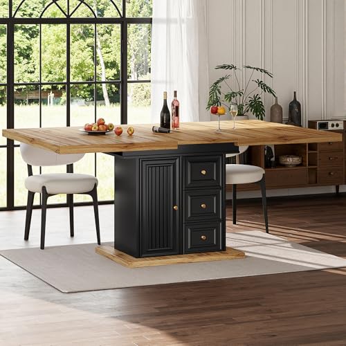Table à manger extensible 110 140 x 80 cm avec rangement et tiroir