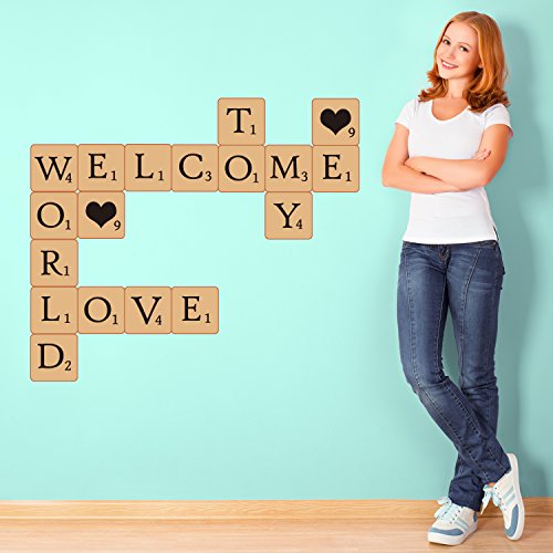Walplus Scrabble Puzzle Lettering Crosswords PVC Wall Stickers Decals Self-Adhesive Removable Home Decoration Kids Children Bedroom Nursery Decor