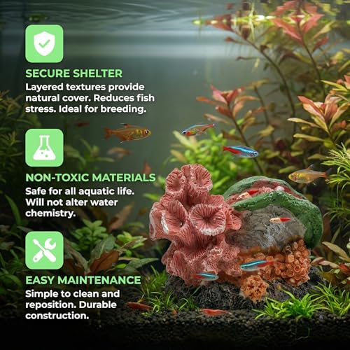 Image of Aquarium Decor Resin Coral Fish Tank Decorations, Small Aquarium Hideout Ornament for Betta Shrimp Goldfish, Fish Tank Accessories Decorations Artificial Reef