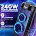 REFLEXION PSX30BT 240W Bluetooth Lautsprecher mit LED-Flammenlicht – Tragbarer TWS Speaker mit Mikrofon-Eingang, USB/AUX/FM-Radio – Leistungsstarker Sound für Party, Outdoor & Karaoke