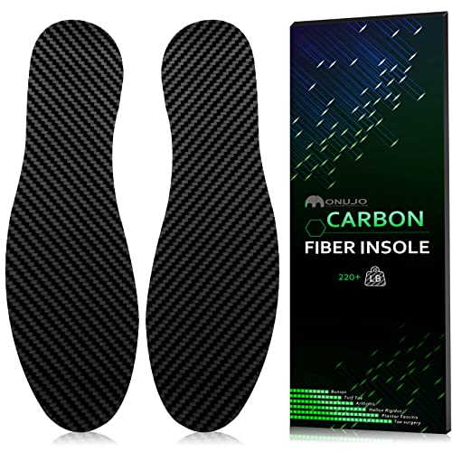 Carbon Fiber Insole (1 Pair), for Turf Toe, Foot Fractures, Hallux Rigidus and Limitus, Rigid Insert for Sports, Hiking, Trekking, Basketball, Running, Alternative to Post Op Shoe 265mm