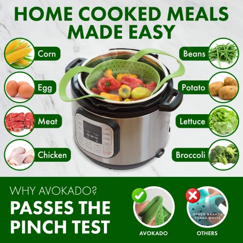 Avokado Silicone Steamer Basket For 3Qt Instant Pot [6Qt, 8Qt Avail] And Instant Pot Steamer Basket Accessories - Strainer Insert With Silicone Handle - Pressure Cooker Accessory - Rust And Dent Free #TOP4