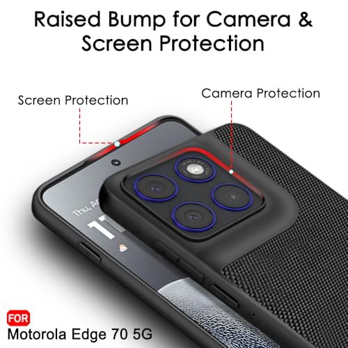 Image of TheGiftKart Back Cover Case for Motorola Moto Edge 70 5G | Slim & Lightweight | Ultra-Premium Design | Camera Protection Bump | Fabric Texture Case Cover (PC & TPU, Black)