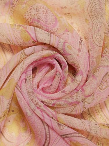 Image of Scarf Stole for Women - 185 x 135 cm Chiffon Scarf with Floral Print | Lightweight Scarf, Soft Stole for Women | Satin Feel Neck Scarf | Women Accessory