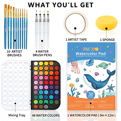 Funto FT1017 Watercolor Set, 48 Color Paint Set thumb #1