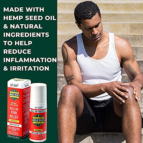 Uncle Bud's Hemp Oil 2-Pack Uncle Bud's Roll On Pain Reliever | For Pain Reduction, Stress Support, Achy Muscle Relief, Fast Acting, Anti Inflammatory #TOP4
