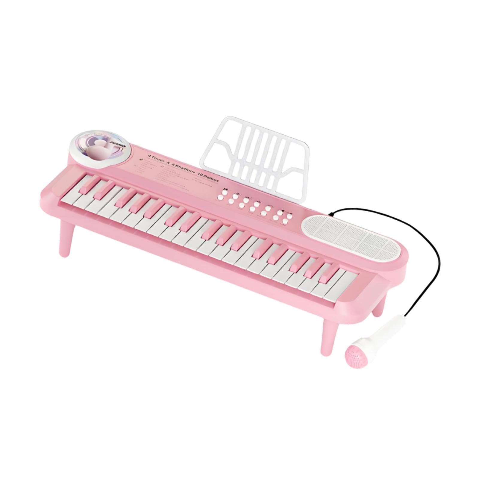 Piano Teclado Electrónico Infantil Juguete Musical Educativo Multifuncional con Micrófono Portátil de Material Pp Adecuado para Regalos Y Estimulación, Rosa