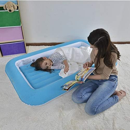Jilong Materassino Gonfiabile Per Bambini – Letto Da Viaggio Con Bordi Rialzati E Rivestimento Floccato, Ideale Per Campeggio (Blu) - 4