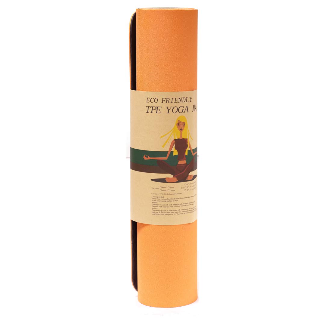 Spinway Eco Friendly Double Textures TPE Yoga Mat | Dual Tone Foam Based Yoga Mat| Two Tone Gym mat Orange and Black-image-19