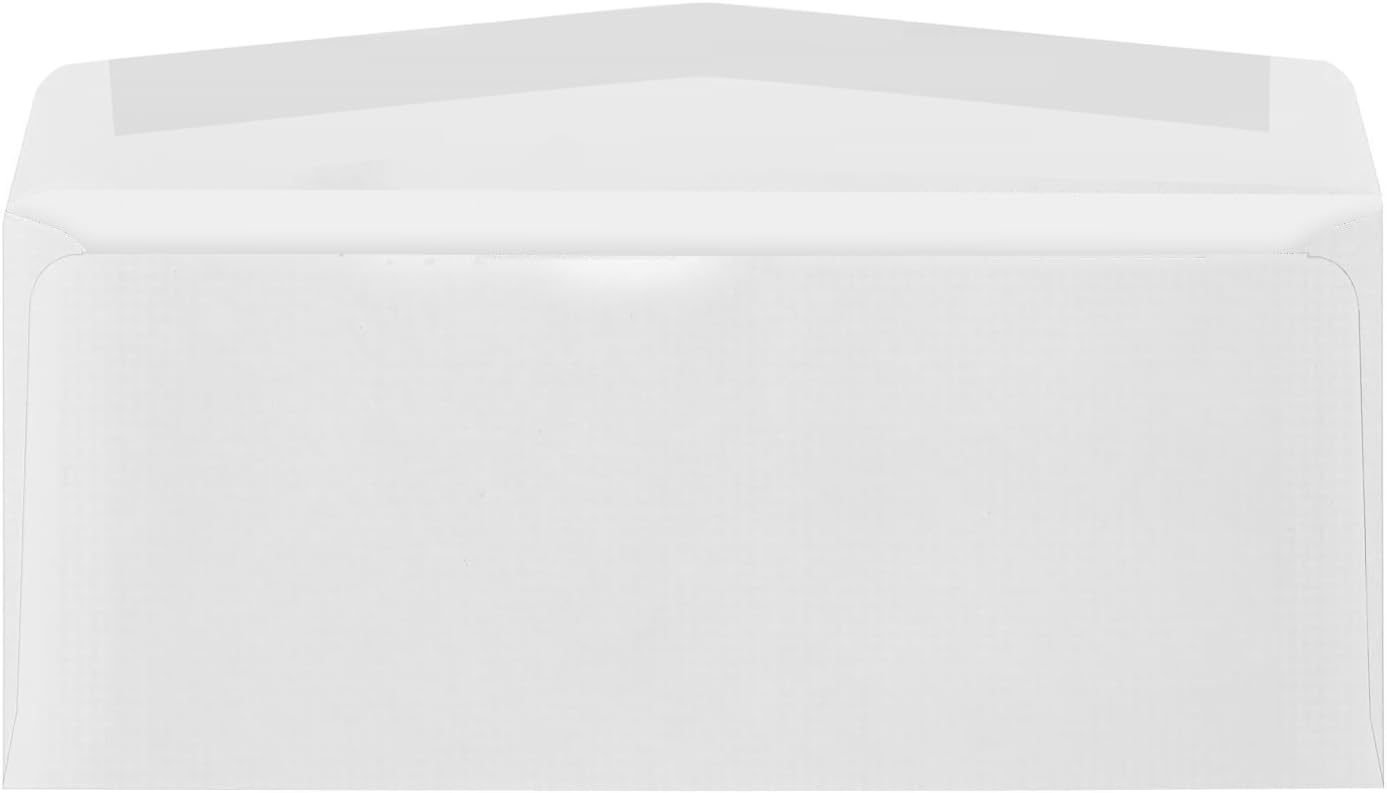 500 No. 10 Single Window Envelopes - Thick Gummed Seal - Designed for Secure Mailing of Quickbooks Checks, Invoices, Business Statements, Personal Letters - Number 10 Size 4 1/8 x 9 1/2