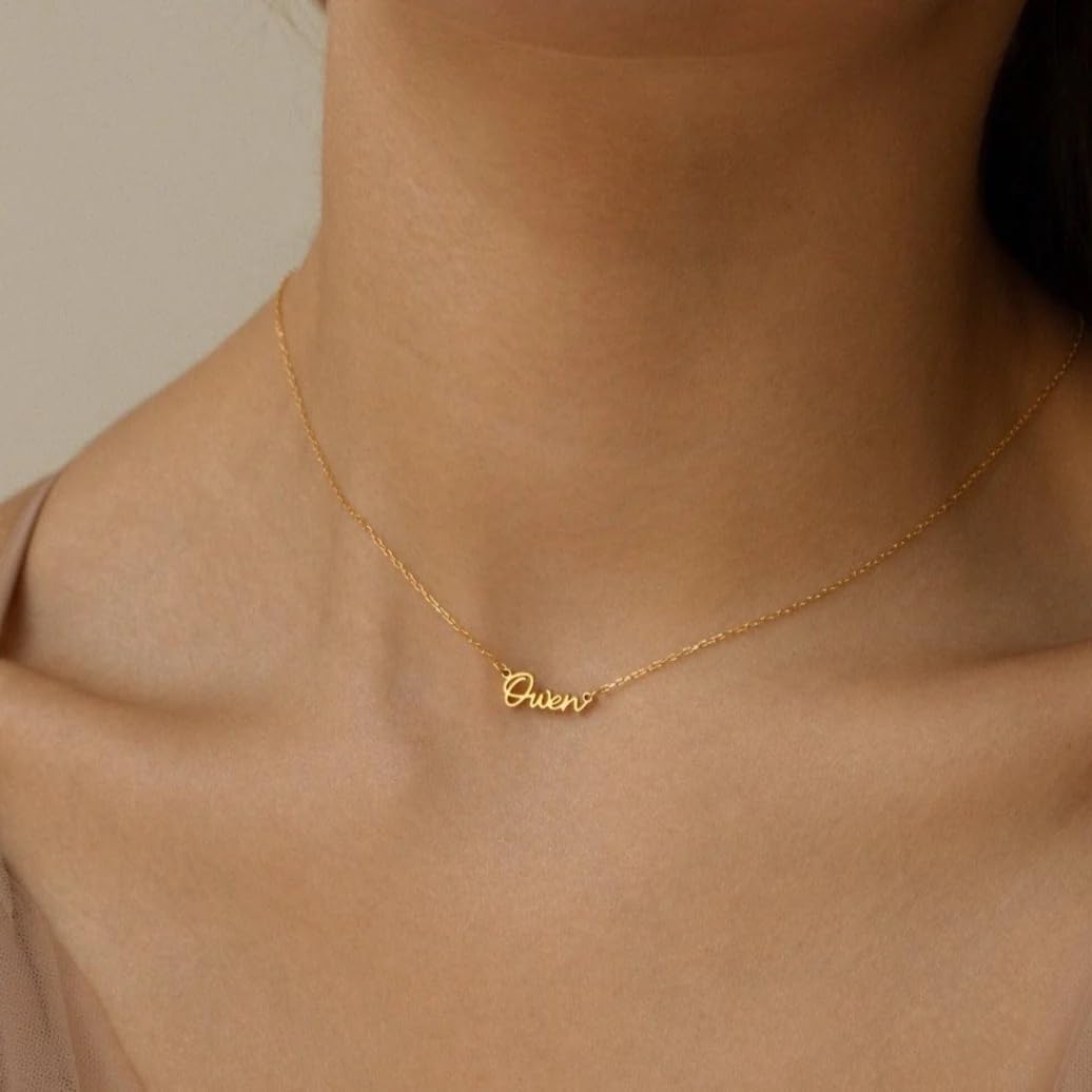 CAITLYNMINIMALIST Custom Personalized Dainty Chain Tiny Cursive Name Necklace for Women Sterling Silver ∙ 18K Gold ∙ Rose Gold Dainty Personalized Jewelry Gift for Women
