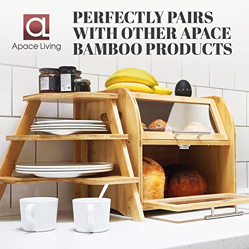 Arise Stylish Bamboo Bread Box For Kitchen Countertop, Extra Large 2-Shelf Wooden Bread Storage With Clear Windows And Air Vents Keeps Bread, Bagels And Rolls Fresh.15.7 X 10.4 X 14.4, Self Assembly #TOP4