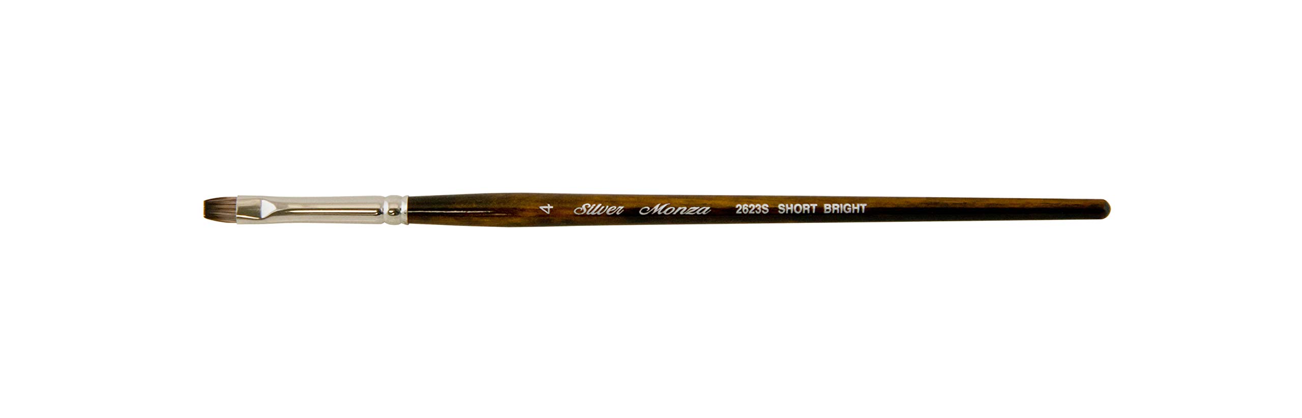 Silver Brush Limited 2623S-4 Monza Short Bright Paintbrush for Oil, Acrylic, and Heavy Body Paints, Size 4, Short Handle