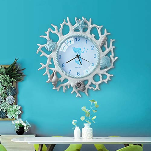 BJL Wall Clock, Clock, Resin, Mediterranean Style, Living Room, Clock, Home Decoration, Mute Clock Modern Wall Clock (Color : A) - Image 3