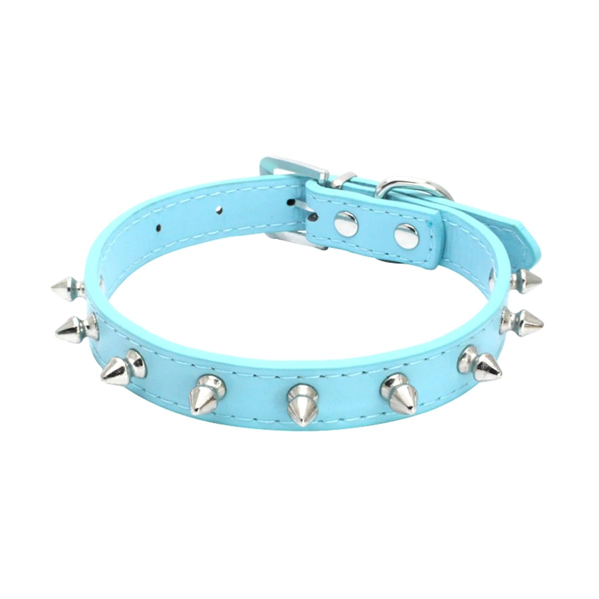 haoyueer Hundehalsband aus Leder, mit Nieten, Pilze, Nieten, Katzenhalsband für kleine und mittelgroße Hunde, Katzen, Welpen, Kitty (XS, Blau)