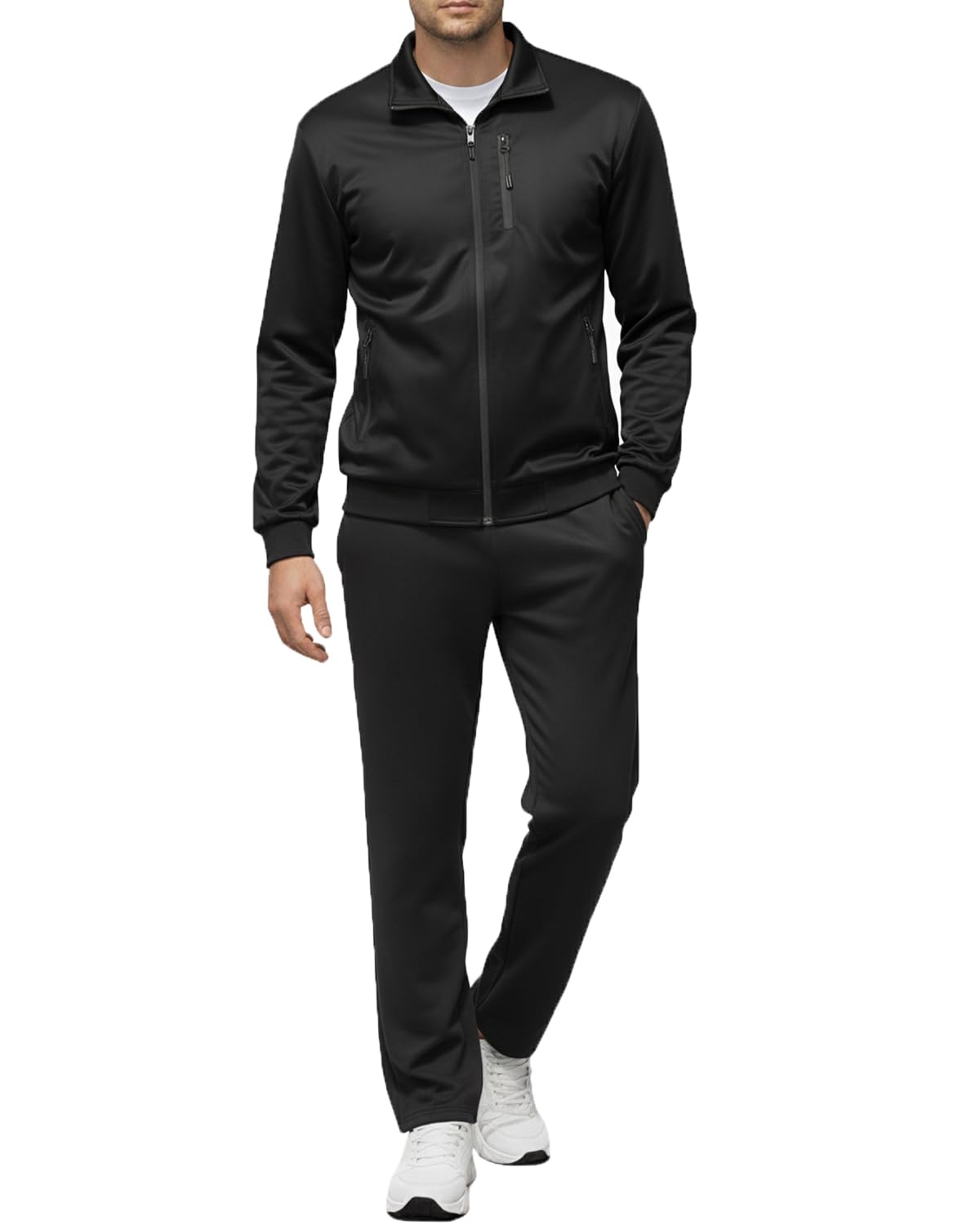 Men's Athletic Full Zip Tracksuit Set Fashion Workout Sweatsuit Track Long Sleeve Jackets and Pants 2 Piece Outfit