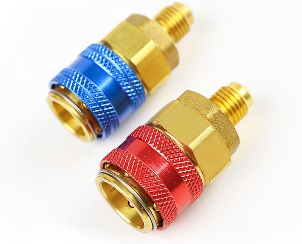 R134a AC Quick Coupler Adapters 1/4" SAE Male Flare High Low Freon Manifold Gauge Hose Conversion Kit for Automotive HVAC AC System I-Style