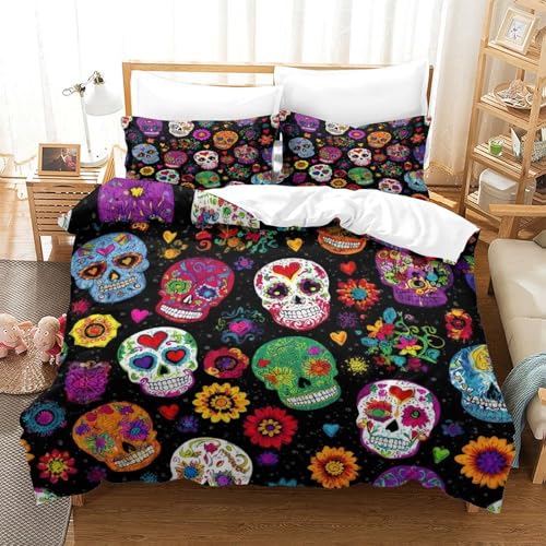 Housse de couette microfibre résistante 200x200 parure de lit imprimée 3D - 3