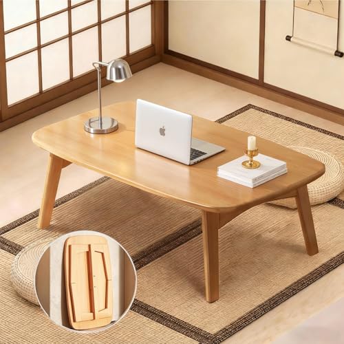 YHGSYXL Japanese Floor Table Bamboo Japanese Folding Coffee Table No Assembly Small Coffee Tables for Living Room Tatami Tea Room Dining Bedroom Easy Storage